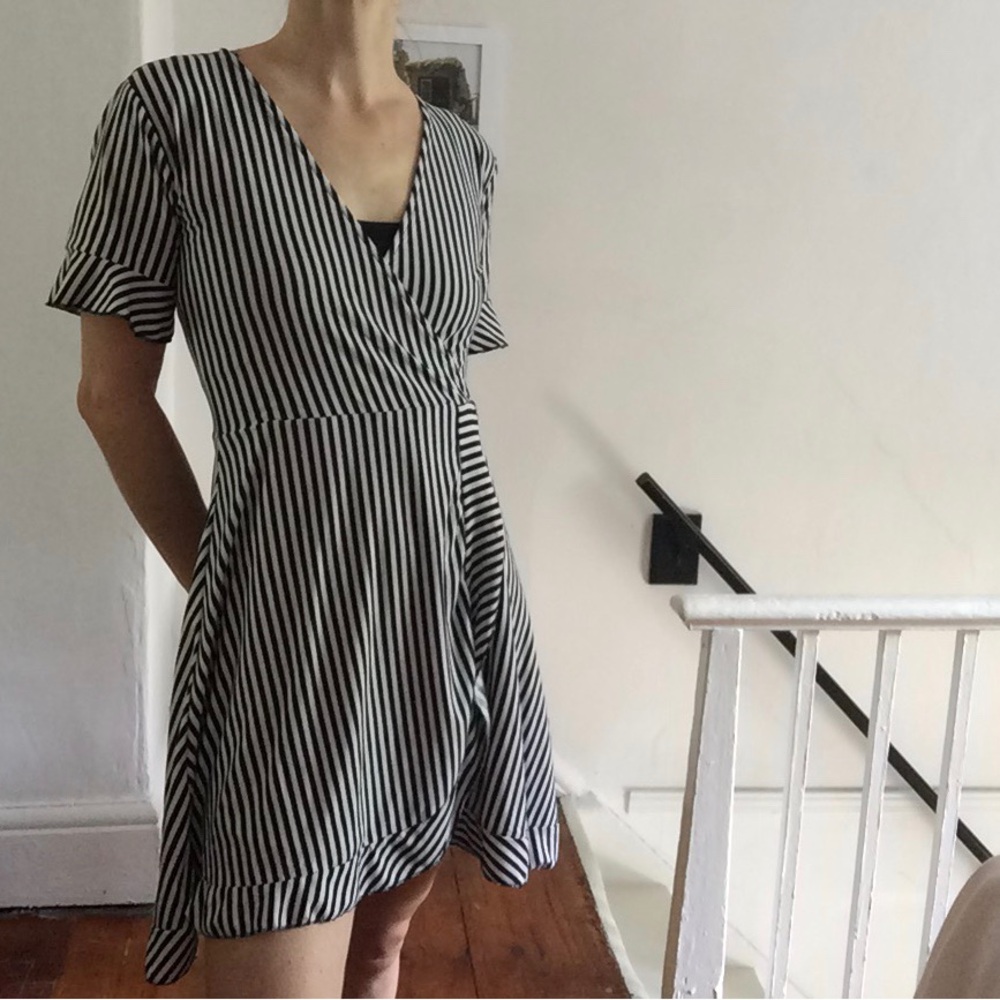 Striped Navy and White Wrap Dress Super Soft